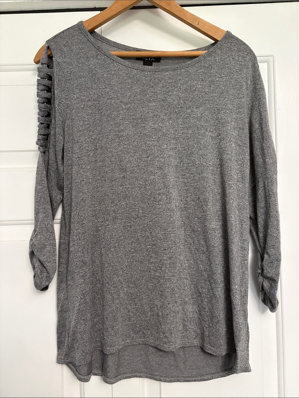 Alyx Heather Gray Ladder-Shoulder Knit Top